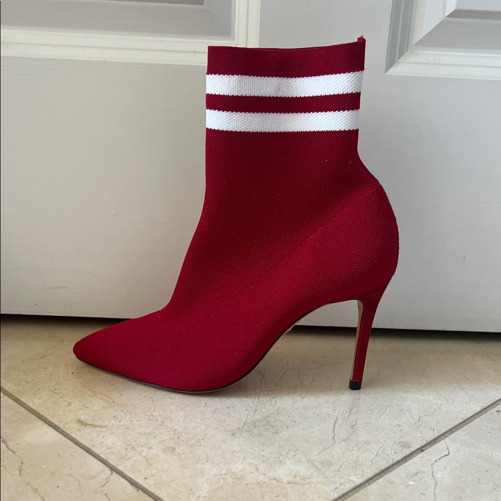 SCHUTZ Red and White Ankle Booties